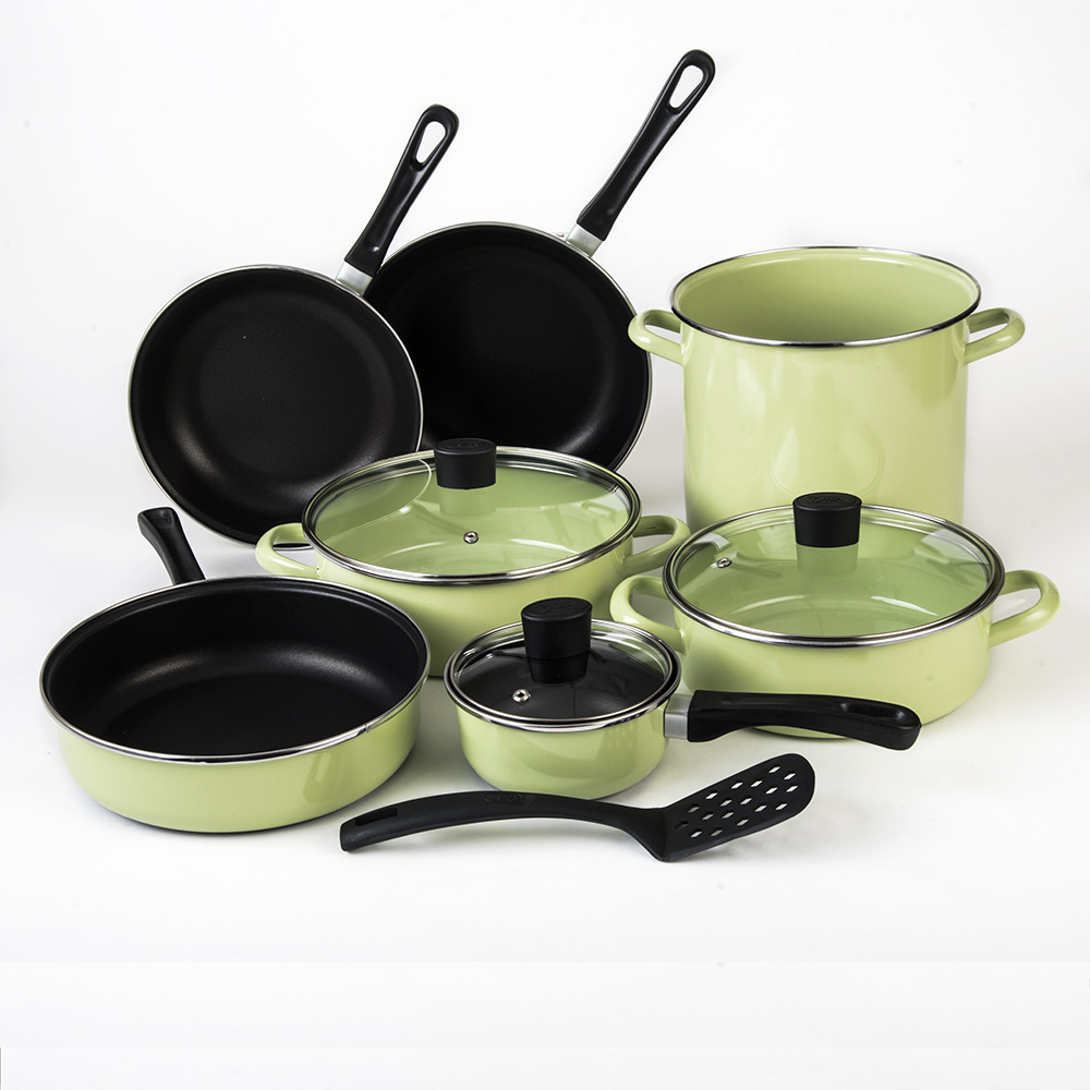 Batería De Cocina Clásica De Peltre 12 Piezas Verde Cinsa