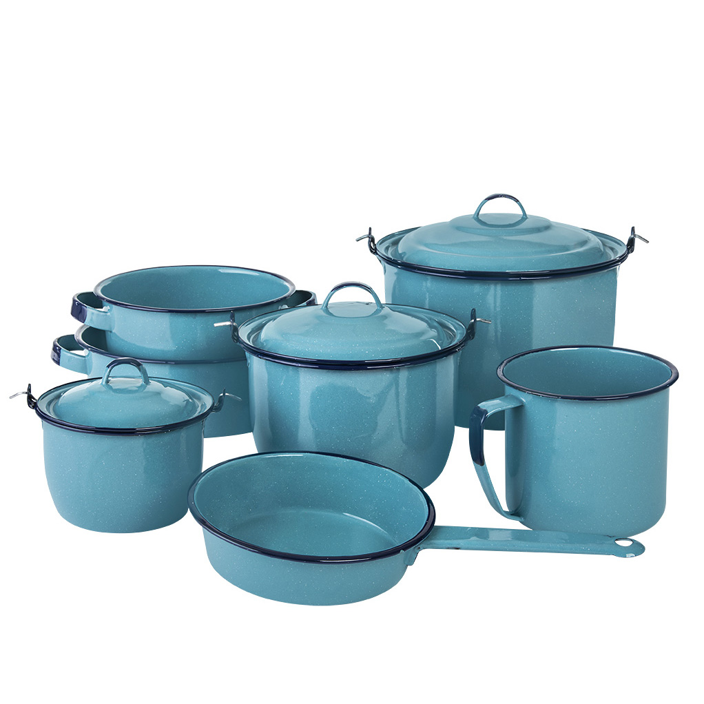 Cinsa Bateria de Cocina 8 piezas Peltre Linea Clásica Parras Azul Turquesa