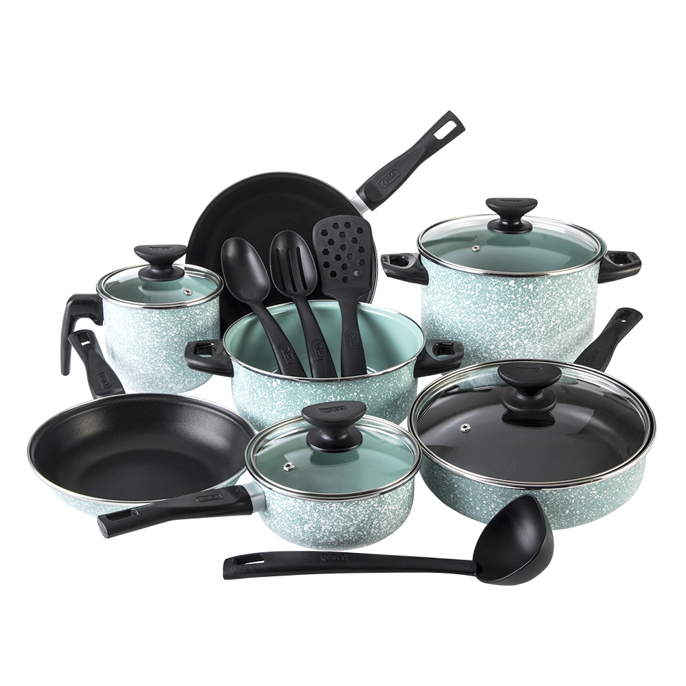 Batería de Cocina Cinsa Granito Jade 15 Piezas