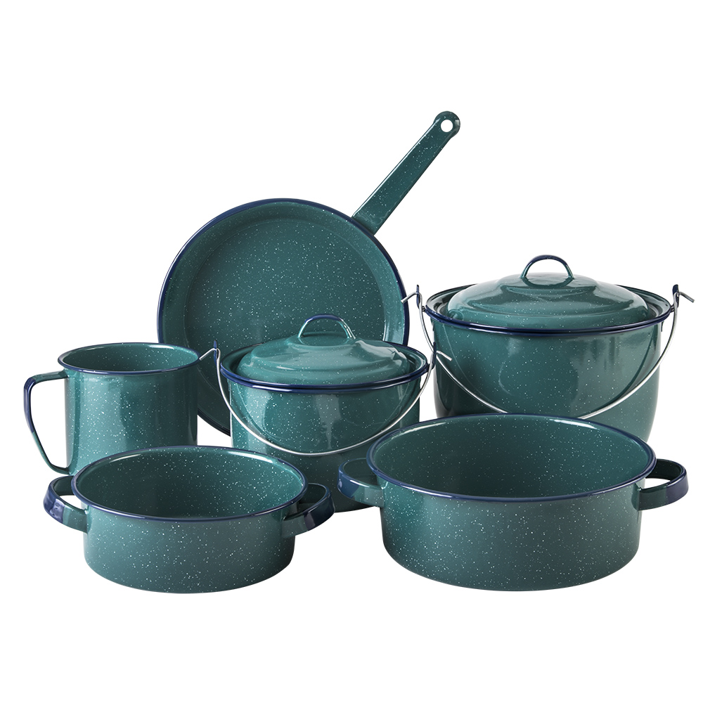 Cinsa Bateria de Cocina 8 piezas Peltre Linea Clásica Parras Azul Turquesa