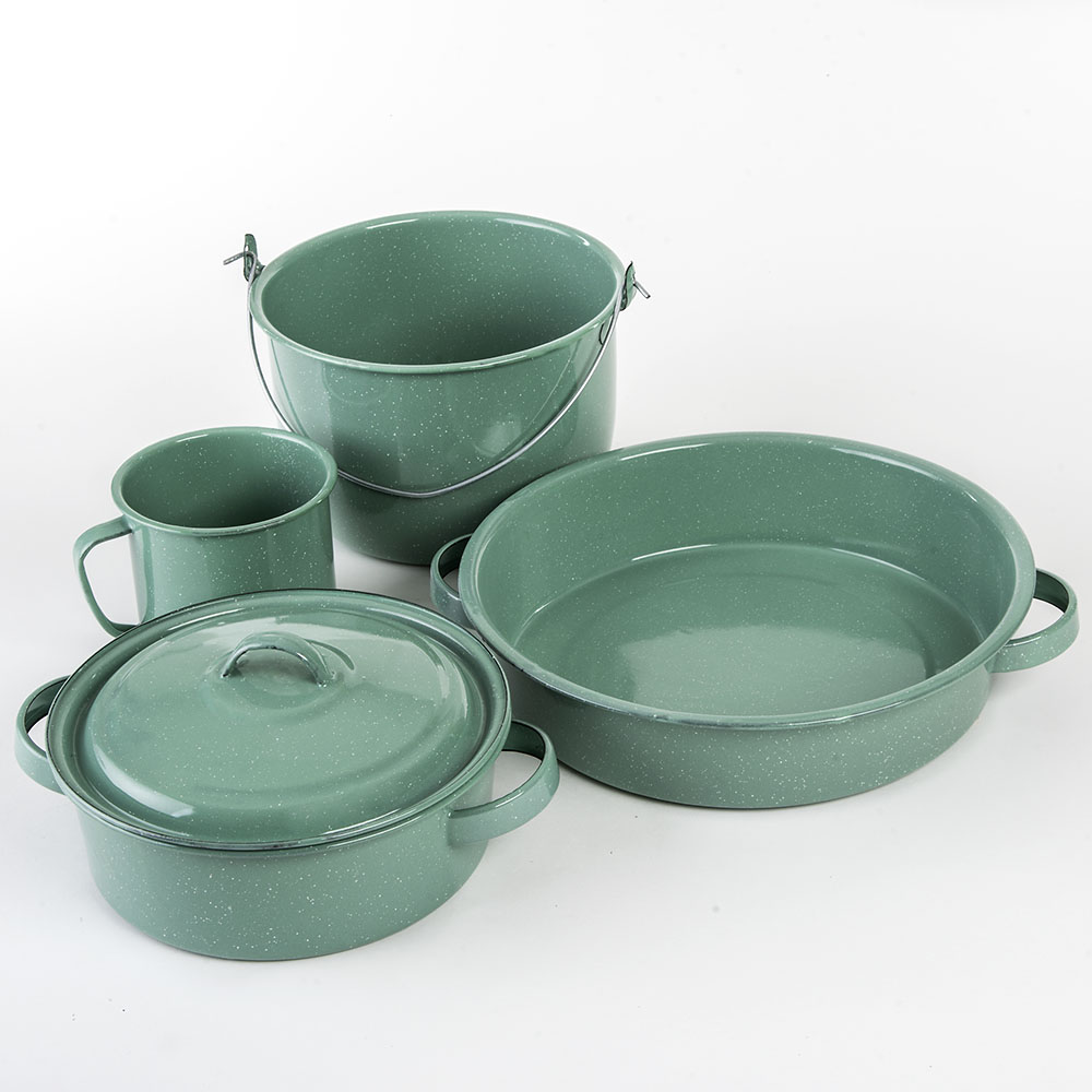 Batería De Cocina Clásica De Peltre 12 Piezas Verde Cinsa